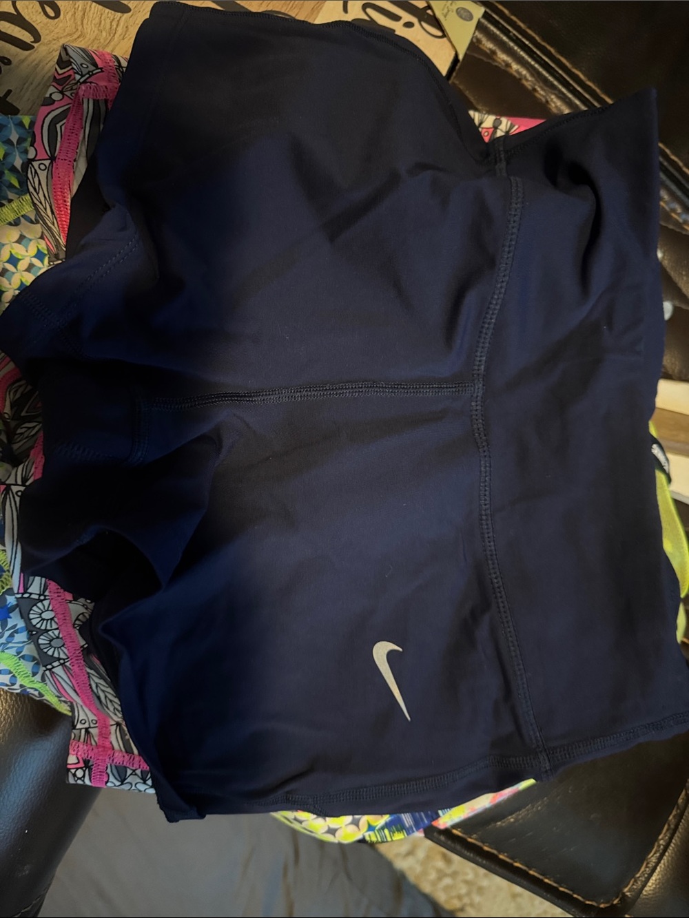 Nike Women's Navy Athletic Running Shorts with Reflective Swoosh
